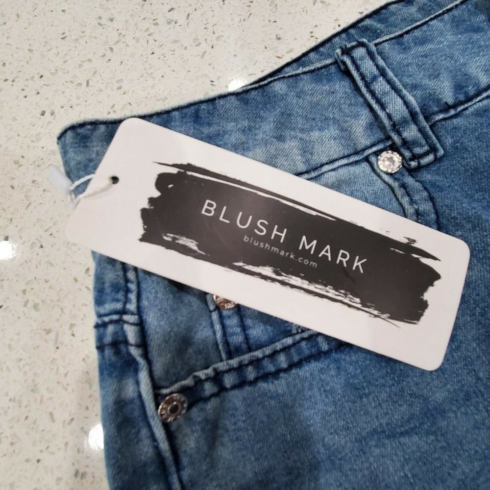 Womens Blush Mark JEANS Fredrica Blue Distressed Denim Size S - NWT - Picture 3 of 9